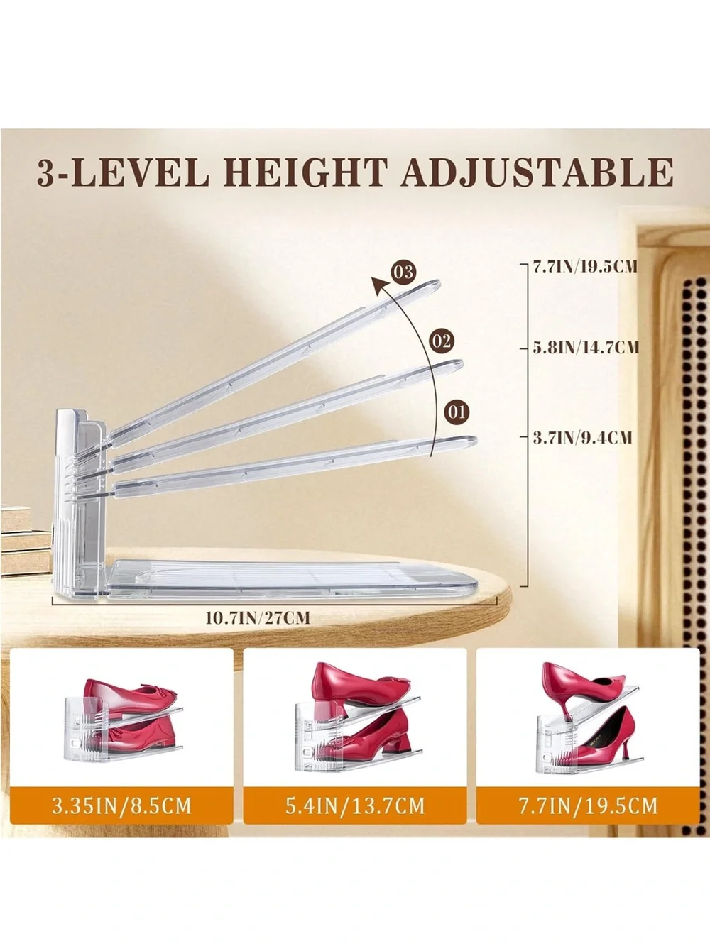 6 Set Clear Stackable Shoe Organizers